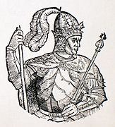 Lithuanian duke Vytautas the Great in 17th century woodcut