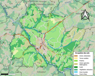 Carte en couleurs présentant l'occupation des sols.