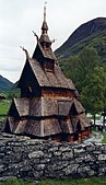 Borgund Stave Church, built between 1180 and 1250 AD, displays a common palisade church building constructions once common in north-western Europe. Similar constructions are known from buildings from the Viking Age.