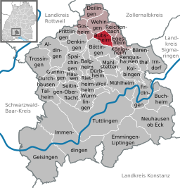 Läget för Bubsheim i Landkreis Tuttlingen