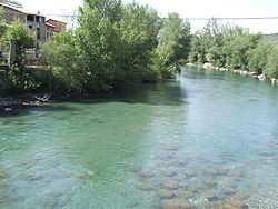 La Noguera Pallaresa, entre el Pont de Claverol (al fons) i la Pobla de Segur