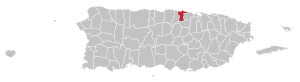 Map of Puerto Rico highlighting Dorado Municipality