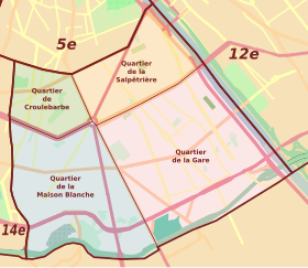 Localisation de Quartier de la Salpêtrière