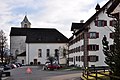 Klosterhof square in Rüti: The former monastery's church, Amthaus to the right