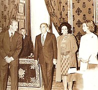 President José López Portillo and his wife with King Juan Carlos I and Queen Sofía in Madrid, October 1977.
