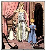 Un modelo de noche de Lanvin, ilustración de La Gazette du Bon Ton de 1922.