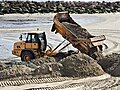 Lyme Regis, Dorset, UK - beach reclamation - deposition detail