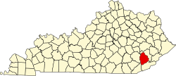 map of Kentucky highlighting Leslie County