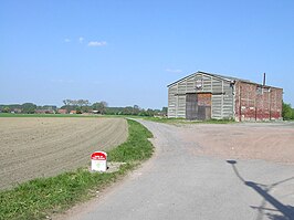 Begin van de kasseistrook van Moulin-de-Vertain