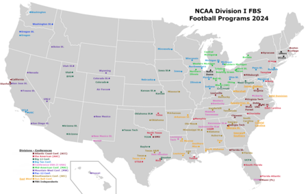 Map of FBS football programs as of 2024 NCAA FBS programs.png