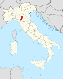 Locator map of Italy showing location of diocese of Reggio Emilia