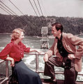 Sightseers at Niagara Gorge, with Aero Car in distance, c. 1960