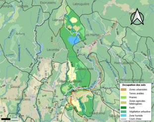 Carte en couleurs présentant l'occupation des sols.