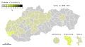 Az SaS által elért százalékos eredmény Szlovákia egyes járásaiban a 2020-as parlamenti választáson