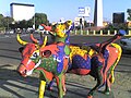 View of Cacho cow, in front of the Monumento a la Raza