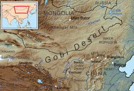 El desierto de Gobi, entre Mongolia y la República Popular China