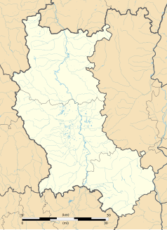 Mapa konturowa Loary, w centrum znajduje się punkt z opisem „Chambéon”