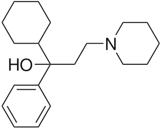 <span class="mw-page-title-main">Trihexyphenidyl</span> Antispasmodic drug