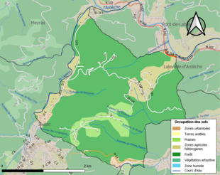 Carte en couleurs présentant l'occupation des sols.