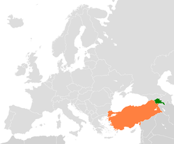 Haritada gösterilen yerlerde Armenia ve Turkey