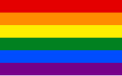 Rainbow flag (LGBT) (Barry of six, gules, orange, or, vert, azure, and purpure)