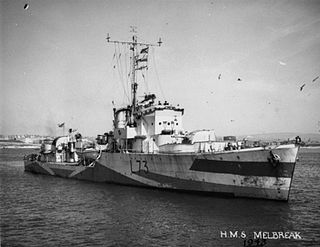 HMS <i>Melbreak</i> (L73) Destroyer of the Royal Navy