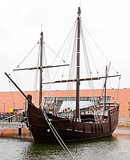 Réplica de la Niña en el Muelle de las Carabelas de La Rábida (Palos de la Frontera), construida en 1992.