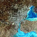 Satellite image of Detroit and surroundings