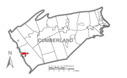 Map of Cumberland County, Pennsylvania highlighting Shippensburg Township