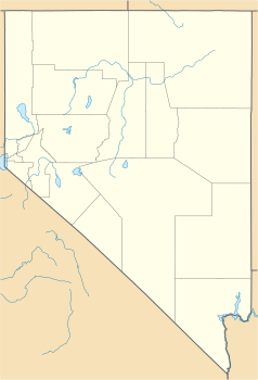 Mapa konturowa Nevady, na dole po prawej znajduje się punkt z opisem „Boulder City”