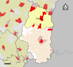 Localisation de l'aire d'attraction de Colmar dans le département du Haut-Rhin.