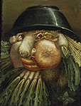 Konstverk uppbyggt av grönsaker av Giuseppe Arcimboldo.