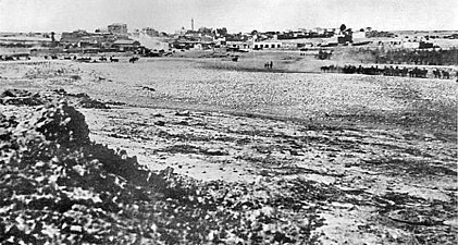 De stad Beersheba in Palestina, na de verovering in de Eerste Wereldoorlog op 31 oktober 1917 door de Australische lichte cavalerie