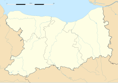 Mapa konturowa Calvados, u góry po lewej znajduje się punkt z opisem „Colombières”