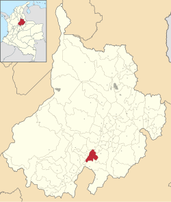 Location of the municipality and town of Guadalupe, Santander in the Santander Department of Colombia.