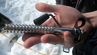 <span class="mw-page-title-main">Ice screw</span> Protection anchor for ice climbing