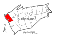 Map of Cumberland County, Pennsylvania highlighting Hopewell Township