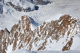 Vedere de pe vârful Dufour spre ghețarul Grenz