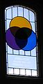 Stained glass window in dining hall