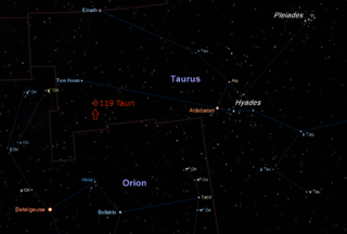 <span class="mw-page-title-main">119 Tauri</span> Star in the constellation Taurus