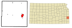 Location within Bourbon County and Kansas