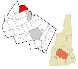 Location in Merrimack County and the state of New Hampshire