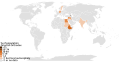 Percent of population Oriental Orthodox in each country