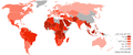 خريطة تبين درجة من التدين النسبية حسب البلد.