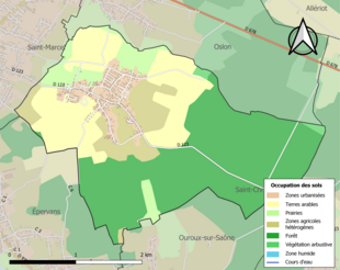 Carte en couleurs présentant l'occupation des sols.