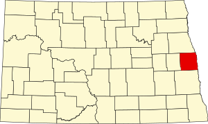 Map of North Dakota highlighting Traill County