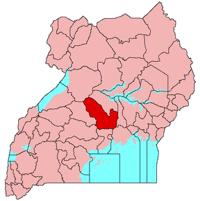 Harta districtului Luwero în cadrul Ugandei