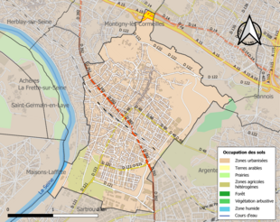 Carte en couleurs présentant l'occupation des sols.