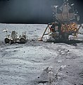 Image 37Apollo 16 LEM Orion, the Lunar Roving Vehicle and astronaut John Young (1972) (from Space exploration)