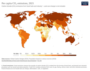 CO2 emissions per capita, per year, per country, 2021 Co-emissions-per-capita-map.png